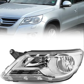 SOCKIR Halogen Headlight Assembly Fit for 2009 2010 2011 Volkswagen VW Tiguan Left Driver Side Headlamp Replacement 5N1941031AC, Non-HID/Xenon