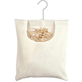 Linen Clothes Peg Bag, 32 x 28 cm Peg Bag for Clothes Pegs with Hanging Hook Storage Bag, Hanging Basket for Home Use, for Hanging, Linen Clothes Peg Bag