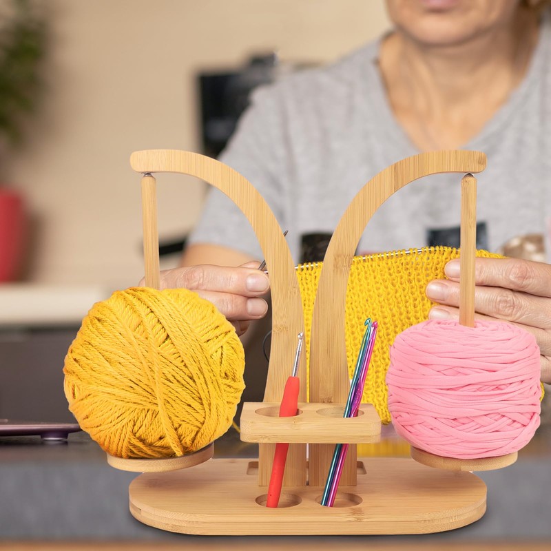 Yarn Holder Portable Magnetic Wool Holder Crocheting & Knitting Wooden