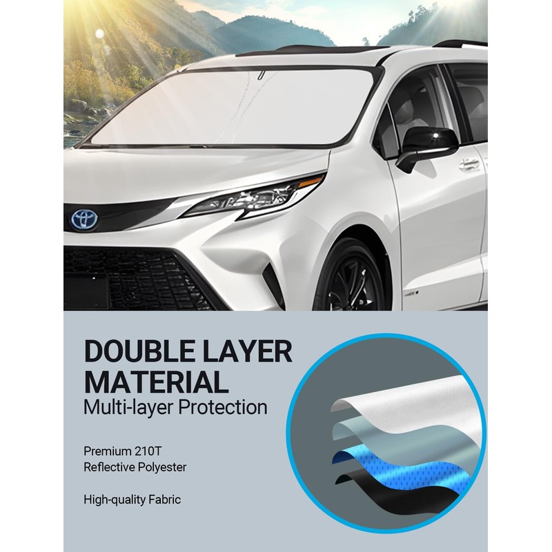 Parasol plegable para parabrisas delantero, ajuste personalizado, para Toyota Sienna