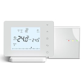 Beok Smart Thermostat for Water Underfloor Heating and Gas Boiler, RF and WiFi Controlled Room Thermostat, Wireless Programmable Heating Thermostat, Compatible with Tuya App Alexa Voice Control
