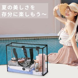 Annhua Spa Bag Swimming Bag Lightweight Pool Bag Foldable Bath Bag Swimming Bag Transparent PVC Sauna Bag Waterproof Gym Sack Large Capacity Outdoor/Golf Unisex 47x15x35cm Black