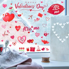 Mauts 9 Sheet Valentines Day Decor，Love Valentines Window Stickers, Reusable Double Sided electrostatic Sticker for Valentine Window Decorations