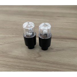 FF 2X LED Purple Light Flashing Tire Wheel Valve Stem Caps BLACK CASE Bike Car