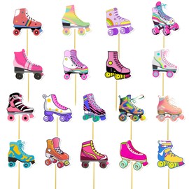 36Pcs Roller Skate Party Decorations Cupcake Toppers, Colorful Roller Skate Party Decorations Skate Themed Party Birthday Decors, Roller Skate Party Favors for Home Birthday Party Supplies