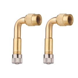 Gosknor 2pcs Tire Valve Extension, 90 Degree Tyre Valve Extension Adaptor Brass Tire Schrader Valve Stem Extenders Valve Stem Adapter for Cars Motorcycles Bicycles RV