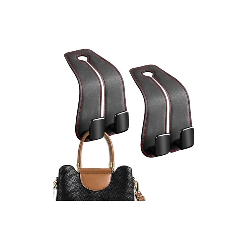 2PCS Gancho Reposacabezas Para Coche De Cuero Multifuncional Accesorio Automotriz