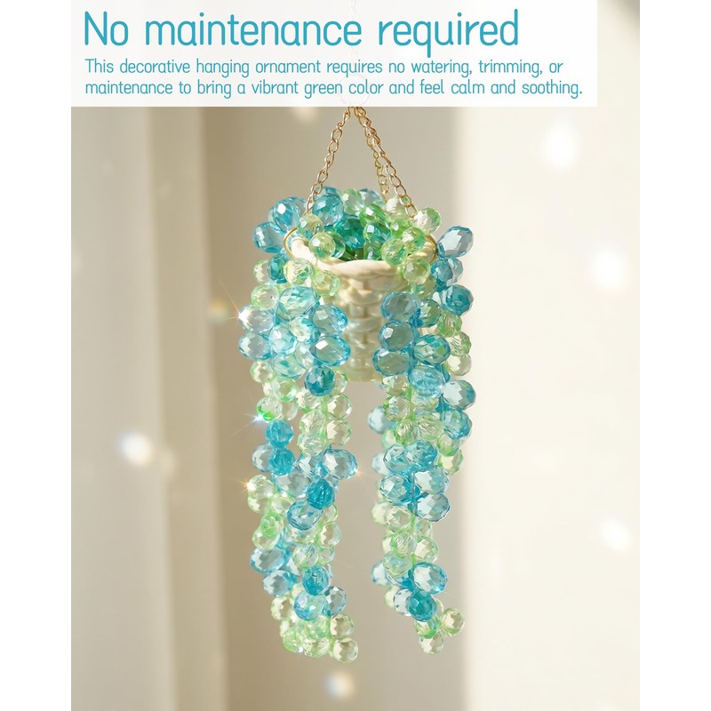 Beaded Succulent Car Charm - Cute Plastic Hanging Plant Ornament,