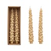Creative Co-Op Unscented Tree Shaped Taper Candles, Gold, Boxed Set