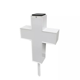FixtureDisplays Solar Lighted Cross Solar Power Cemetery Cross Grave Memorial Decoration Cross