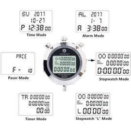 Metal Stop Watch 100 Lap Memory 0.01second Timing Stopwatches Timer with Countdown Alarm Clock for Sports Coach Running