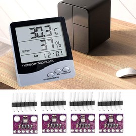 4 Pieces Temperature Sensor Board, GY-BMP280-3.3 Humidity Sensor 300-1100 HPa High Precision Air Pressure Sensor Module Supports High Test Accuracy for Versatile Use