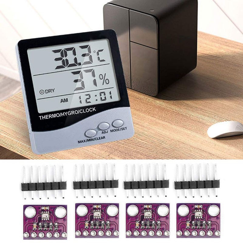 4 Pieces Temperature Sensor Board, GY-BMP280-3.3 Humidity Sensor 300-1100 HPa