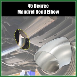 Motoforti OD 2" 45 Degree Mandrel Bend Exhaust Elbow Pipe SS304 Bend Tube 20GA /.036" Wall Thickness Exhaust Piping for Car Exhaust Pipe Elbow Modified Silver Tone 2pcs Long-lasting