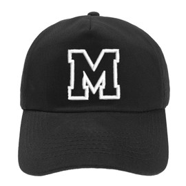 Unisex Boys Girls Baseball Cap Black Hat Kids Cap Alphabet A-Z, m