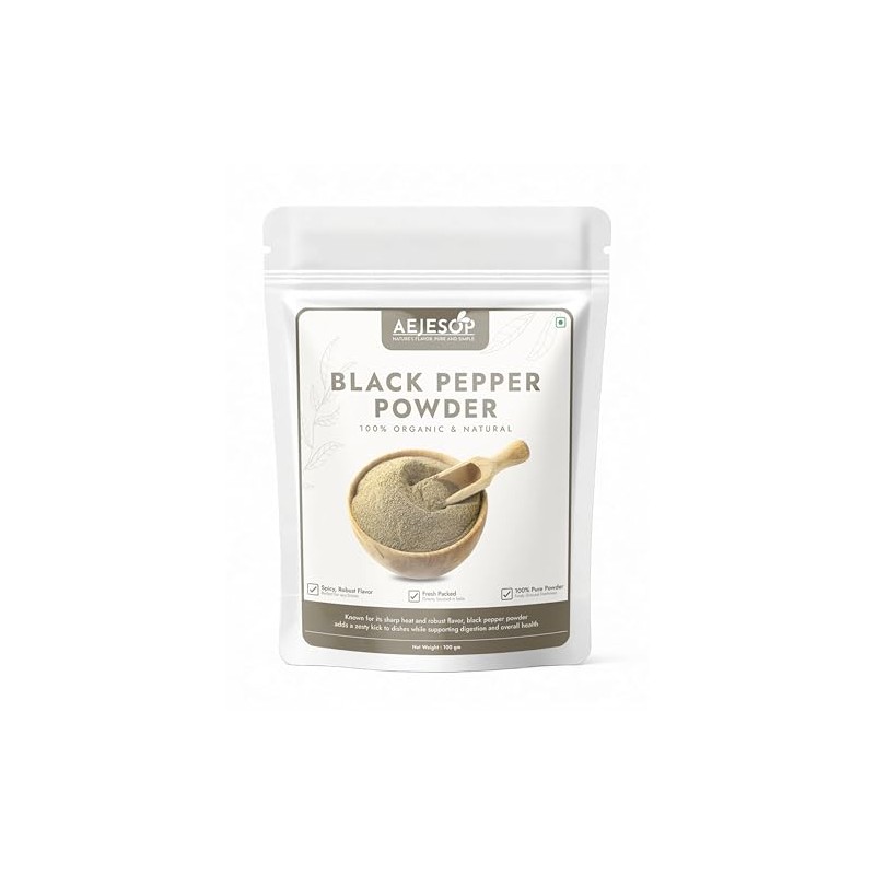 AEJESOP Organic Black Pepper Powder, 100g