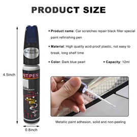 DXNQ Touch Up Paint for Cars, Two-In-One Auto Scratch Repair Gloss Fill Paint Pen, Easy & Quick Special-Purpose Scratch Remover Touch Up Paint Pen for Vehicles, Car Accessories (Dark Blue Pearl)