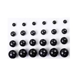 12 Pairs Set Pearl Stud Earrings Minimalist Dainty Hypoallergenic Elegant Round Ball Beads Stud Earrings Set for Women（5mm 8mm 10mm 12mm） - Black