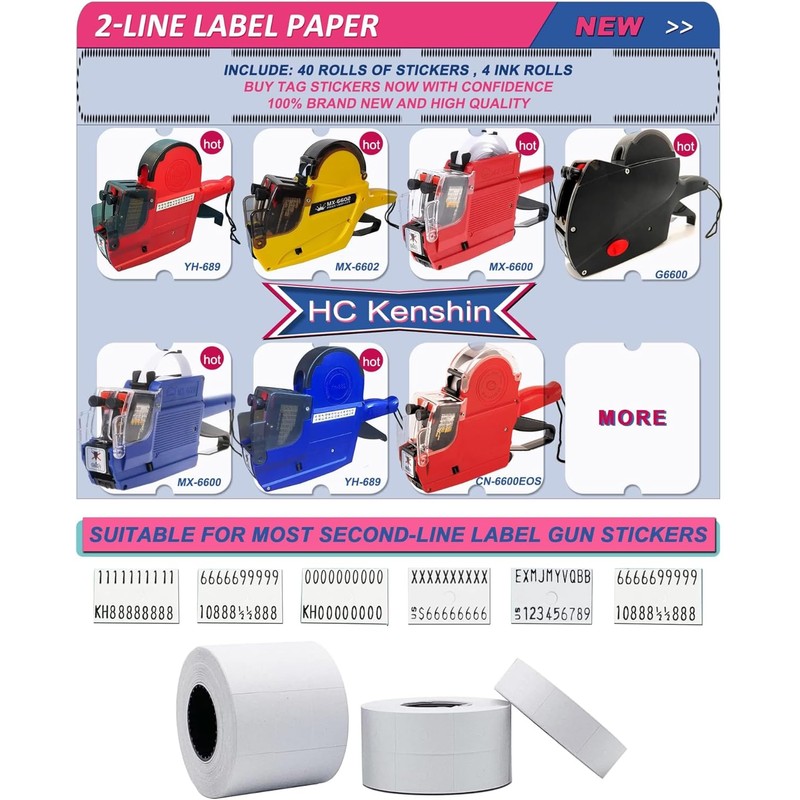 2 Line Price Labels - 40 Rolls of Pricing Labels