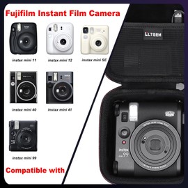 LTGEM Funda compatible con Fujifilm Instax Mini 12/41/11/99/40/SE cmara instantnea de pelcula, bolsa de almacenamiento de viaje duro Negro (solo casa)