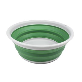 SAMMART 7.5L (1.98 Gallon) Collapsible Tub - Foldable Dish Tub - Portable Washing Basin - Space Saving Plastic Washtub (Light Grey/Dark Sea Green)