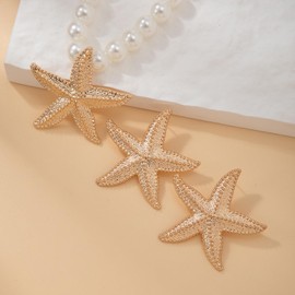 YANCHUN Starfish Necklace for Women Summer Starfish Earrings Beach Charm Necklace Boho Jewelry Set Summer Beach Surfer Jewelry Outfits Accessories