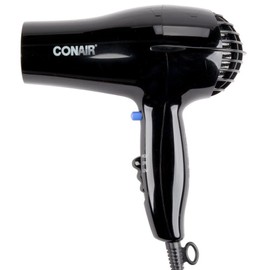 Conair 047BW Compact Black Hair Dryer 1600 Watts 2 Heat Settings Cool Shot