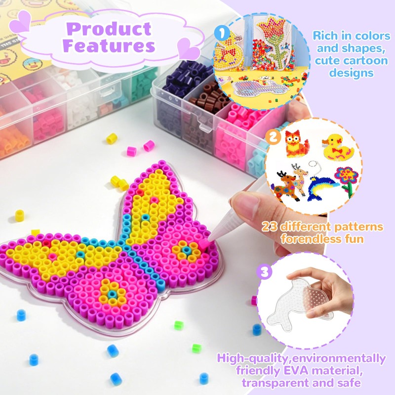 23Pcs Fuse Beads Boards, 5mm Animal Clear Plastic Pegboards Adult