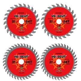 3 Inch Circular Saw Blade 24T & 36T (Tungsten Carbide Tooth) Compatible with 3 Inch Saws, Cutting for Wood, Plywood, OSB, Veneer, Plastic, 7/16" Arbor with 3/8" Bushings - 4 Pack