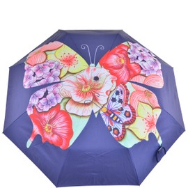 Anuschka Umbrella AUTO Open/Close | UPF 50+ Max Sun protection | 38” Waterproof Canopy | Fits in Handbag | Windproof Flexible Fiberglass | Butterfly Mosaic