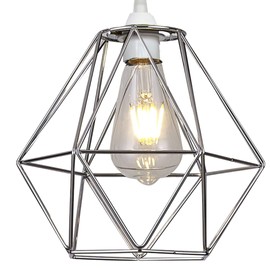 LOXTON LIGHTING EasyFit Metal Wire Cage Ceiling Pendant Light Shade (Polished Chrome)