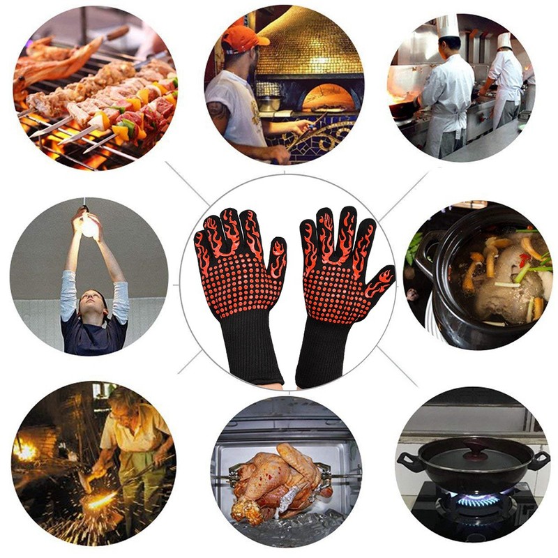 1472℉/800℃ Extreme Heat Resistant BBQ Gloves Anti slip Kitchen Oven