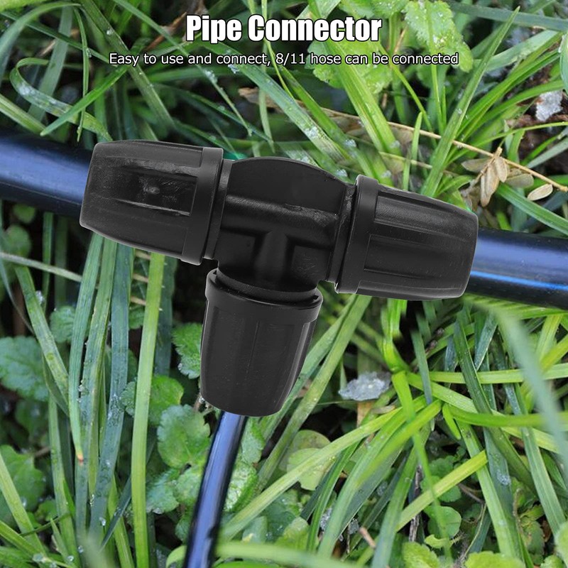 Tee Connector,10Pcs 8/11 Barbed Tee with Lock Pipe Connector 3-Way