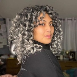 ToyoTree Ocean Wave Crochet Cabelo - 16 Pulgadas 8 Paquetes De Pelo Crochet Onda Profundo Rizado Gris Ombre De Largo Medio, Extensiones De Pelo Trenzado De Ondas Oceanas Sintéticas (16 Pulgadas, 8P)