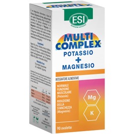 ESI, Multicomplex Potassio+Magnesio, Integratore Alimentare Multiminerale, Contribuisce a Ridurre Stanchezza e Affaticamento Fisico, Restituisce Energia, Senza Glutine e Vegano, 90 Ovalette