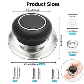 4 PCS Plastic & Stainless Steel Pot Lid Top Replacement Knob,3 Sizes Screws