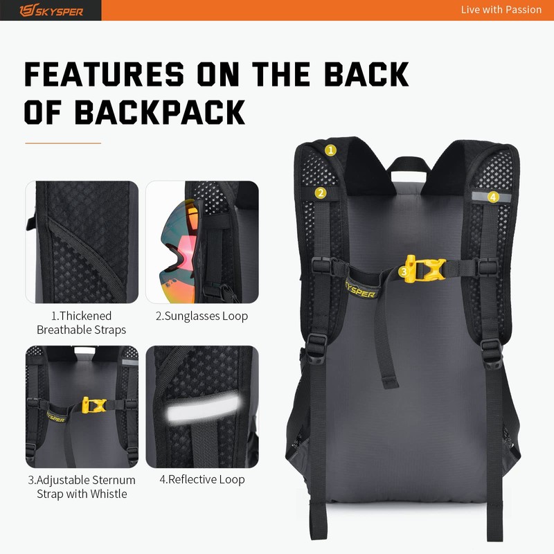 SKYSPER Foldable Hiking Backpack 30L Lightweight Travel Rucksack Packable Daypack