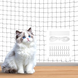 Qiimenguer Cat Net for Balcony, No Drilling, 3 x 6 m Cat Protection Net with Mounting Rope and Accessories, Weatherproof and UV-Resistant, for Windows, Skylights, Balconies