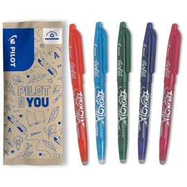 Pilot FriXion Ball Erasable Rollerball Pen, Set of 5, Orange, Light Blue, Green, Purple, Pink Colour