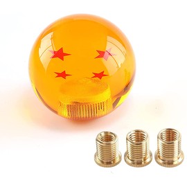 ATNVIDSG Round Ball Shift Knob for Most Manual Automatic Cars Universal Dragon Ball Gear Shift Knob with 3 Adapters M8x1.25, M10x1.25, M10x1.5(Yellow 4 Stars)