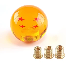 ATNVIDSG Round Ball Shift Knob for Most Manual Automatic Cars Universal Dragon Ball Gear Shift Knob with 3 Adapters M8x1.25, M10x1.25, M10x1.5(Yellow 4 Stars)