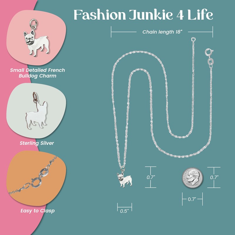 Small Detailed French Bulldog Charm, Sterling Silver