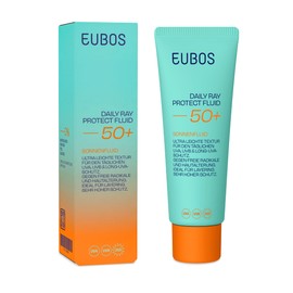 EUBOS | DAILY RAY PROTECT FLUID LSF 50+ – Sonnenschutzfluid mit Vitamin E & Glycerin | Schützt vor UV-Strahlen, Hautalterung & Pigmentflecken | Für empfindliche Haut | Korallenfreundlich | 50ml