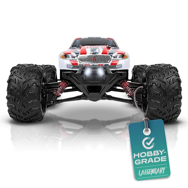 LAEGENDARY Remote Control Car, Hobby Grade RC Car 1:16 Scale Brushed Motor with Two Batteries, 4x4 Off-Road Waterproof RC Truck, Fast RC Cars for Adults, RC Cars, Remote Control Truck, Gifts for Kids