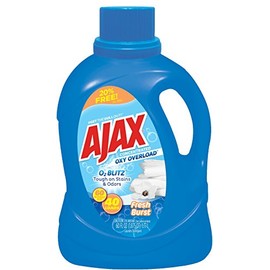 Ajax Oxy Overload Liquid Laundry Detergent, 60 Fl Oz, Fresh Burst Scent, Concentrated Stain Fighter, Quick-Dissolving, All-Machine Compatible