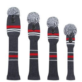 Knit Woods Golf Head Covers, Set of 4, Grey Warning Striped, Fit Driver (460CC) Fairways hybrid/UT. Soft and Elastic, Decorative Your Golf Bag to Make It Stand Out