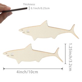 Unfinished Shark Shaped Wood Tag Wood Cutout Blank Wood Slices Wooden Present Tags for Beach Nautical Decor Christmas Holiday Wedding Birthday Party Decoration20 Pcs