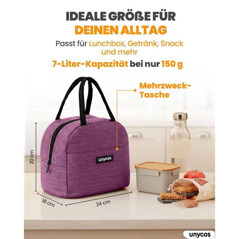 unycos Cooler Bag for Lunch, Thermal Bag with Insulating Layer,