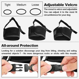 Dog Mask, Soft Nylon German Shepherd Mask for Medium and Large Dogs,Air Mesh Breathable Drinkable Adjustable Ring Anti-Drop Pet Mask for Nipping Barking Chewing Allows Drinking and Panting Black, L