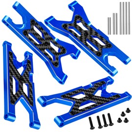 BRCatWPark Aluminum Suspension Arms A-Arms Upgrades Part for Arrma 1/10 Granite/Senton/Vorteks 3s Blx 4X4 Mega 550,4PCS RC Suspension A Arms Hops up,Navy Blue